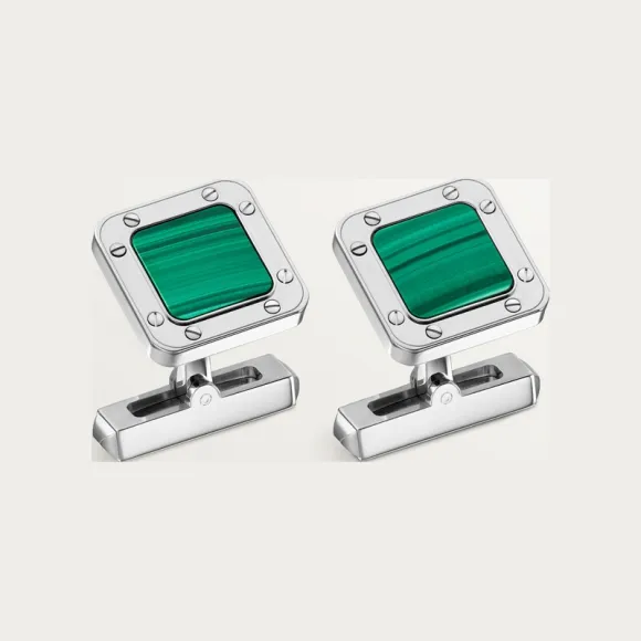 卡地亚/Cartier OG000343 - Santos de Cartier袖扣 - 纯银 镀钯饰面 孔雀石