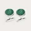 卡地亚/Cartier OG000708 袖扣 纯银 孔雀石 镀钯饰面 