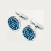 卡地亚/Cartier OG000716 Double C de Cartier袖扣 银色印章图案 蓝色亮漆。 纯银 镀钯饰面 蓝色亮漆。 
