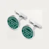 卡地亚/Cartier OG000717 Double C de Cartier袖扣 银色印章图案 绿色亮漆。 纯银 镀钯饰面 绿色亮漆。 