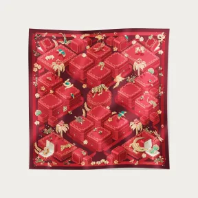 卡地亚/Cartier OS000076 - Ecrins Cartier 90丝巾 - 红色斜纹真丝