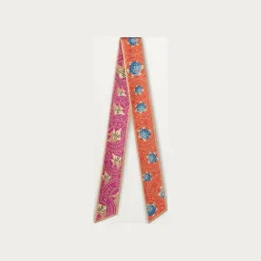 卡地亚/Cartier OS000229 - Cartier Characters Bandeau细丝巾 - 橙色和紫红色斜纹真丝