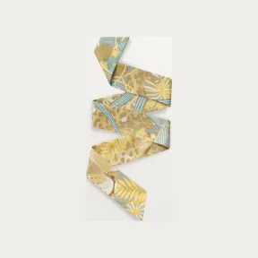 卡地亚/Cartier OS000262 - 猎豹丛林图案Bandeau细丝巾 - 灰绿色和明黄色斜纹真丝