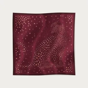 卡地亚/Cartier OS000278 - Panthere dots图案90方巾 - 葡萄红色斜纹真丝