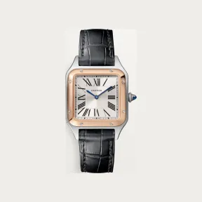 卡地亚/Cartier W2SA0012 Santos Dumont腕表 小号款 精钢色 玫瑰K金 石英 小号表款 石英机芯 18K玫瑰金与精钢 皮表带 