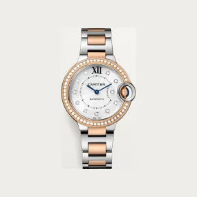 卡地亚/Cartier W3BB0023 - Ballon Bleu de Cartier卡地亚蓝气球腕表 33毫米 精钢色 - 玫瑰K金 自动上链 - 33毫米 自动上链机械机芯 18K玫瑰金与精钢 钻石