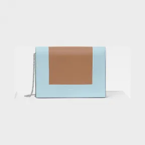 思琳/Celine  Frame泳池蓝和褐色双色光滑小羊皮链条晚装手包 107773AO4.06PT