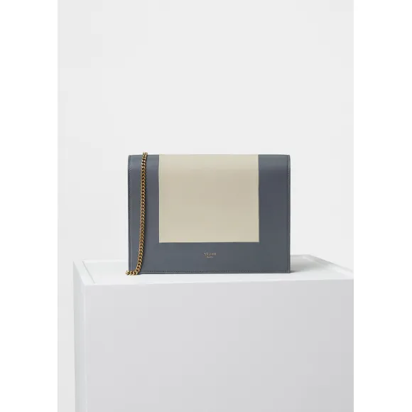 思琳/Celine  Frame妆墨灰和亚麻色光滑小羊皮链条晚装包 107773AO4.10KN