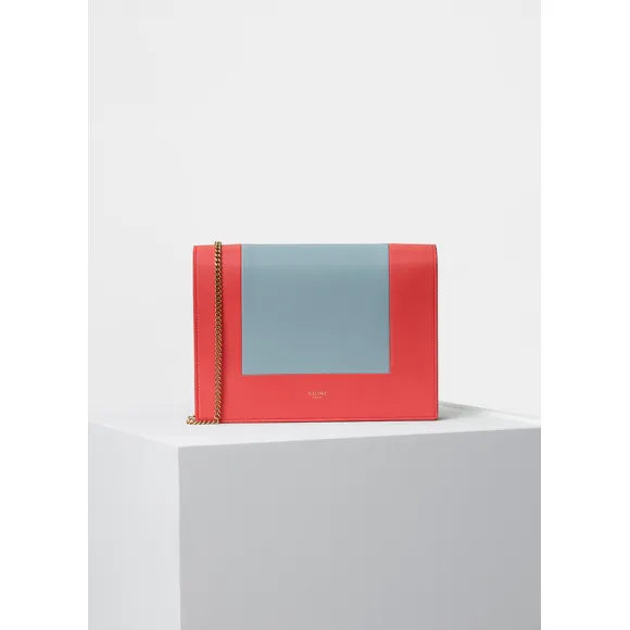 思琳/Celine  Frame罂粟红和云雾色光滑小羊皮链条晚装包 107773AO4.27AC
