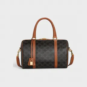 思琳/Celine 女士 Triomphe 帆布和小牛皮波士顿包 - 棕褐色 190372CAS.04LU