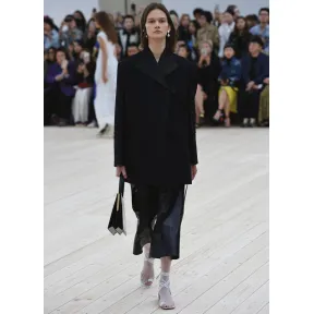 思琳/Celine  黑色超轻小牛皮饰束带喇叭裤 21R517523.38NO