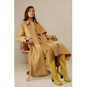 思琳/Celine  沙滩色羊毛斜纹布风衣 28R836261.03SD