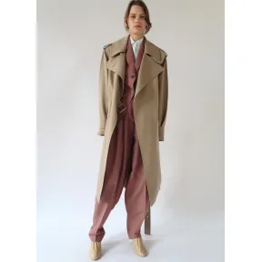 思琳/Celine  灰褐色羊毛华达呢风衣 28S257633.18TP