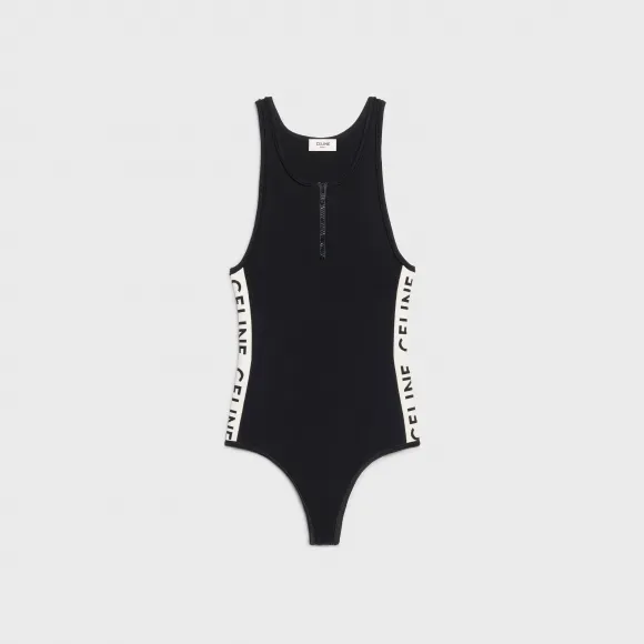思琳/Celine 女士 CELINE 运动针织拉链连体衣 - 黑色 / 奶油色 2A08V372N.38CR