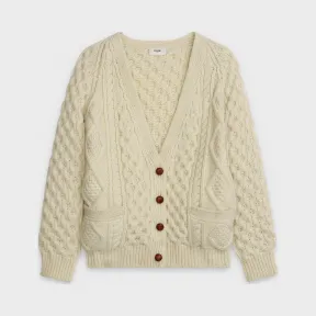 思琳/Celine 女士 “aran”绞花针织羊毛羊绒混纺开衫 2A551374D.01OW