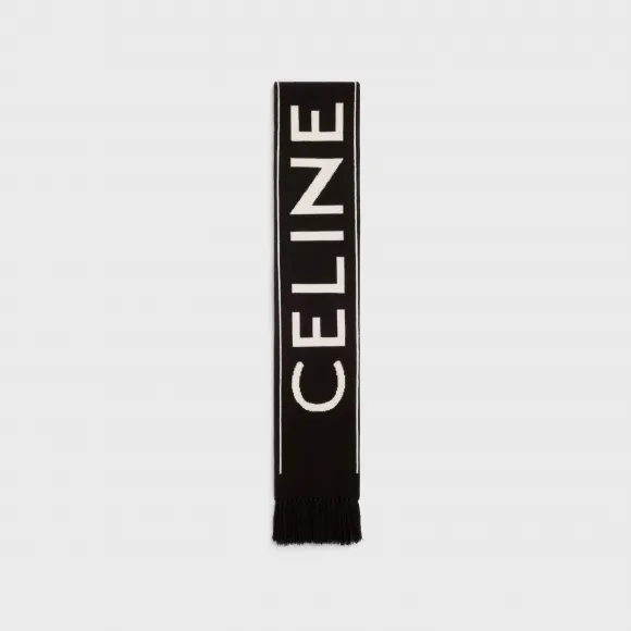 思琳/Celine 男士 羊毛羊绒混纺CELINE围巾 - 黝黑色 / 米白色 2A95Q227O.38OW
