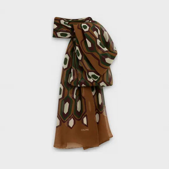 思琳/Celine 女士 “眼睛壁纸”印花真丝乔其纱围巾 2AWF1231H.02DG