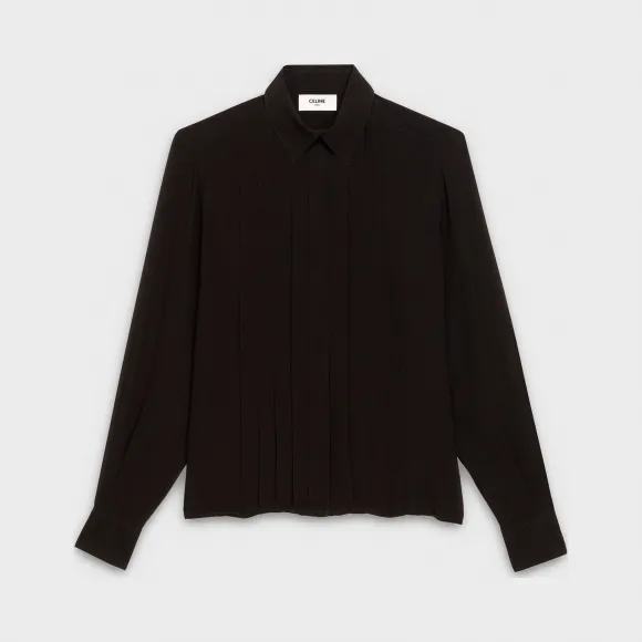 思琳/Celine 女士 真丝乔其纱打褶短衫 2B016856C.38NO