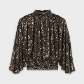 思琳/Celine 女士 真丝乔其纱垂褶刺绣短衫 2B182856C.38NO