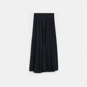 思琳/Celine 女士 90年代风格真丝双绉印花中长裙 - 黑色/粉笔白 2J345843O.38CE