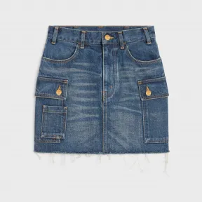 思琳/Celine DARK UNION水洗色迷你牛仔工装裙 2S267365M.07DU