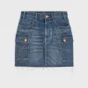 思琳/Celine 女士 DARK UNION水洗色迷你牛仔工装裙 2S267365M.07DU.24