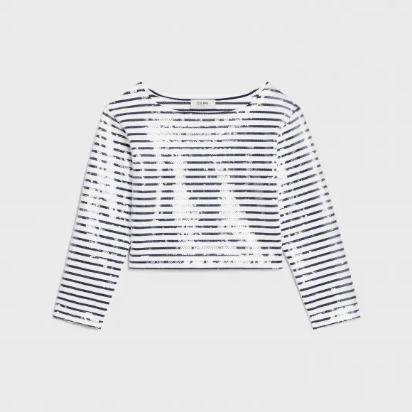 思琳/Celine 女士 条纹棉质平纹针织刺绣女式套衫 2X93F314P.01MA.L