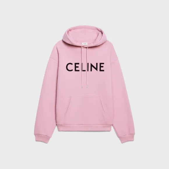 思琳/Celine 女士 CELINE棉质抓毛宽松连帽衫 - 淡玫瑰粉红 / 黝黑色 2Y369670Q.24IA