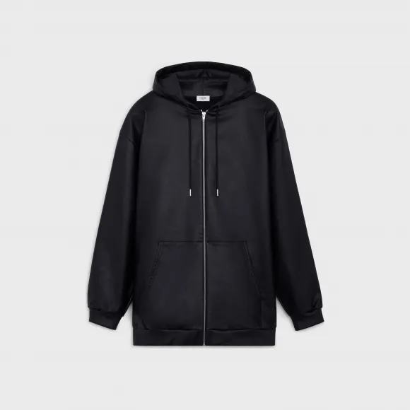 思琳/Celine 男士 层压抓毛CELINE宽松连帽衫 - 黝黑色 / 纯白色 2Y621250Q.38AW