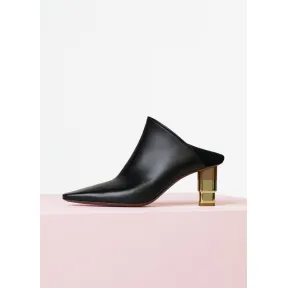 思琳/Celine  Candle黑色亮面小牛皮烛型跟穆勒鞋 318053MCHC.38NO