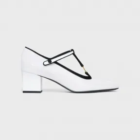 思琳/Celine 女士 Celine Babies 漆皮和罗缎 T-Bar 浅口鞋 - 白色 333893321C.01BC