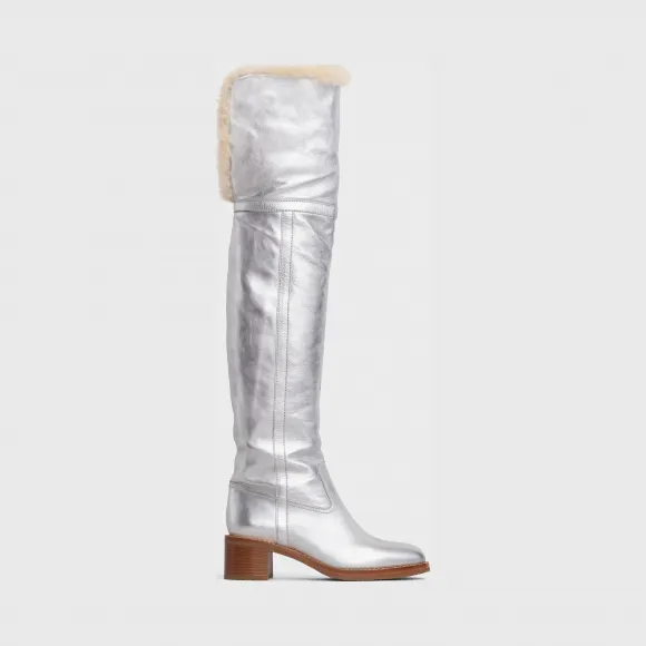 思琳/Celine 女士 CELINE Folco 金属质感小牛皮过膝靴 334253093C.36AG