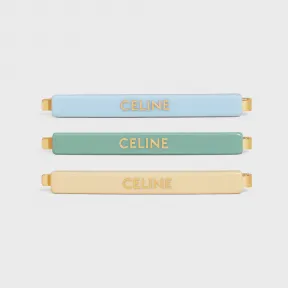 思琳/Celine 女士  MONOCHROMS薄荷绿、香草色和浅蓝色醋酸酯和金色饰面黄铜及精钢小发夹 460MI6CSB.29MV