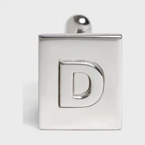 思琳/Celine 男士 Alphabet 铑银色饰面黄铜字母D袖扣 46C0D6BRA.36SI