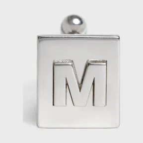 思琳/Celine 男士 Alphabet 铑银色饰面黄铜字母M袖扣 46C0M6BRA.36SI