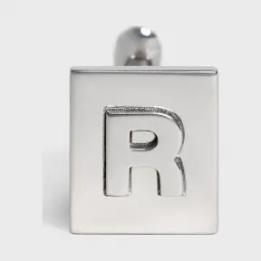 思琳/Celine 男士 Alphabet 铑银色饰面黄铜字母R袖扣 46C0R6BRA.36SI