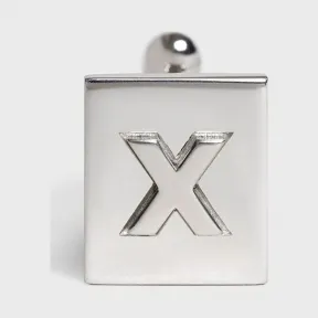 思琳/Celine 男士 Alphabet 铑银色饰面黄铜字母X袖扣 46C0X6BRA.36SI