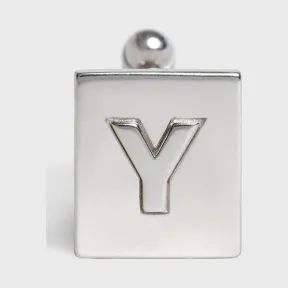 思琳/Celine 男士 Alphabet 铑银色饰面黄铜字母Y袖扣 46C0Y6BRA.36SI