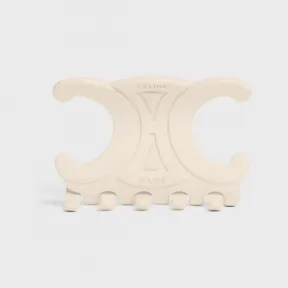 思琳/Celine 女士 TRIOMPHE象牙色醋酸酯和精钢大号爪式发夹 46Y856IAS.01AV