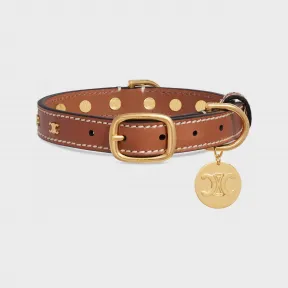 思琳/Celine 女士 TRIOMPHE饰钉小号光滑牛皮革细狗项圈 4M2803EEK.04LU