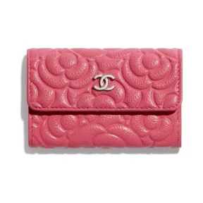 香奈儿/Chanel 口盖卡套  颗粒压花小牛皮与银色金属  粉红 A81937-B04308-N9310