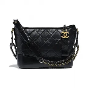 香奈儿/Chanel 香奈儿GABRIELLE小号流浪包  复古小牛皮、光滑小牛皮、金色金属、银色金属与钌色金属  黑 A91810-Y61477-94305