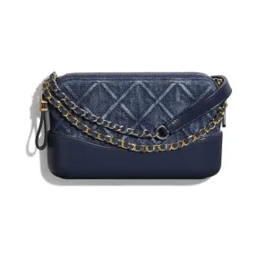 香奈儿/Chanel 链子小包  丹宁、小牛皮、金色金属、银色金属与钌色金属  蓝 A94505-B02929-N6922