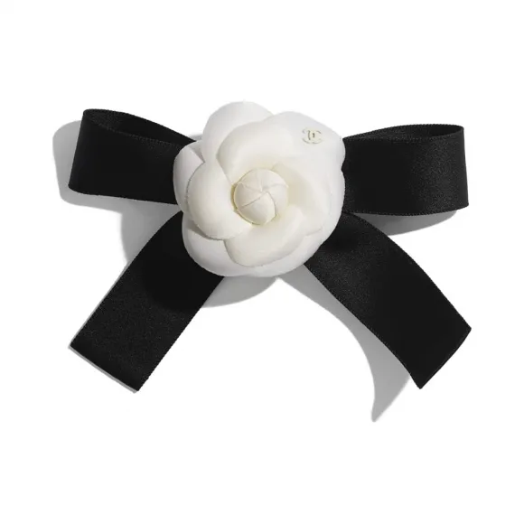 香奈儿/Chanel 发夹  真丝、棉与混合纤维  象牙白与黑 AA7026-B03780-N8340