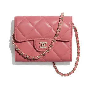 香奈儿/Chanel 经典链条晚宴包  羊皮革与金色金属  珊瑚色 AP0238-Y04059-NA106