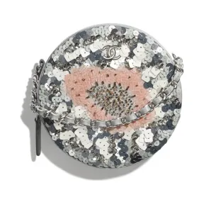 香奈儿/Chanel 经典链条晚宴包  亮片、琉璃珍珠与银色金属  灰、银与粉红 AP0245-B02924-N5451