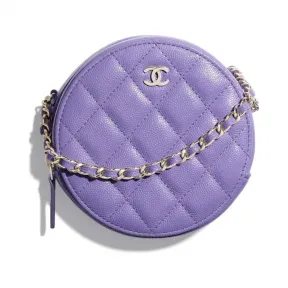 香奈儿/Chanel 经典链条晚宴包  颗粒压花小牛皮与金色金属  紫 AP0245-Y33352-N6510