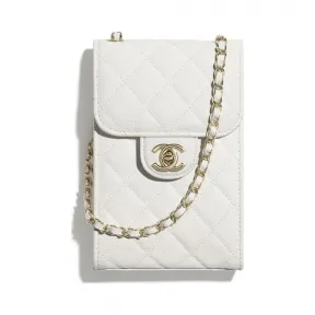 香奈儿/Chanel 经典链条晚宴包  颗粒压花亮面小牛皮与金色金属  白 AP0249-Y33352-10601