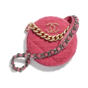 香奈儿/Chanel CHANEL 19链子晚宴包  羊毛斜纹软呢、金色金属、银色金属与钌色金属  覆盆子粉红 AP0945-B04419-N9284