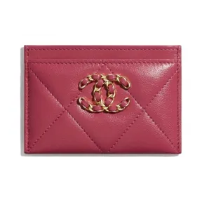 香奈儿/Chanel CHANEL 19卡套  小羊皮、金色、银色与钌色金属  深粉红 AP1167-B02720-N6511